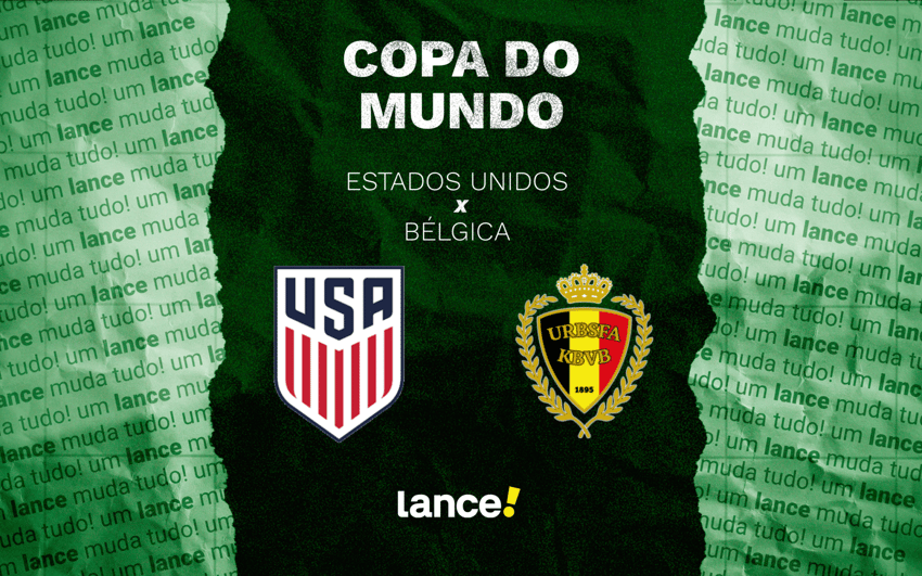 Estados Unidos e Bélgica se enfrentam pelas oitavas de final da Copa do Mundo (Foto: Arte/Lance!)