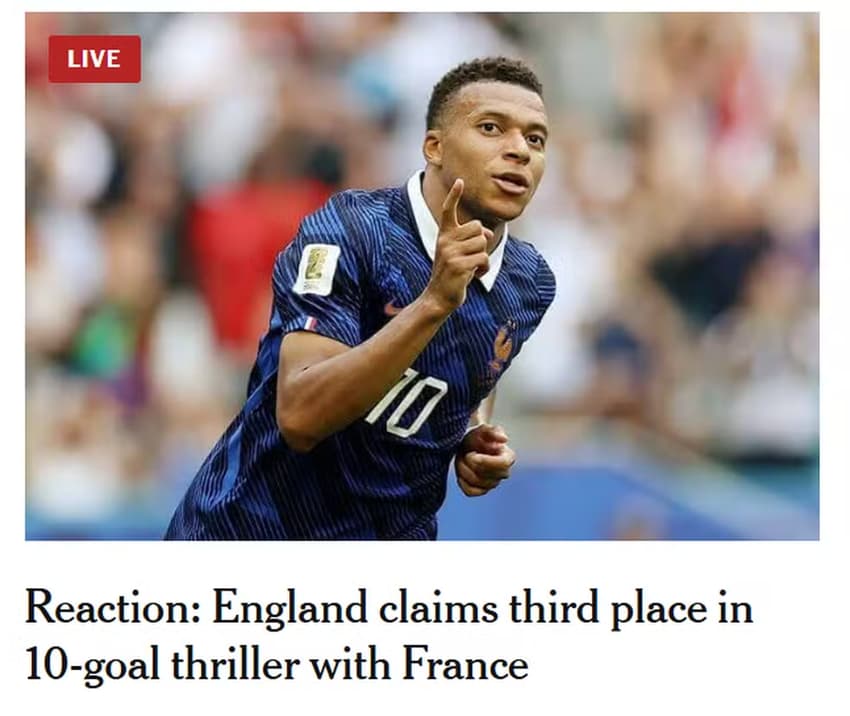 The Athletic repercute jogaço entre França e Inglaterra