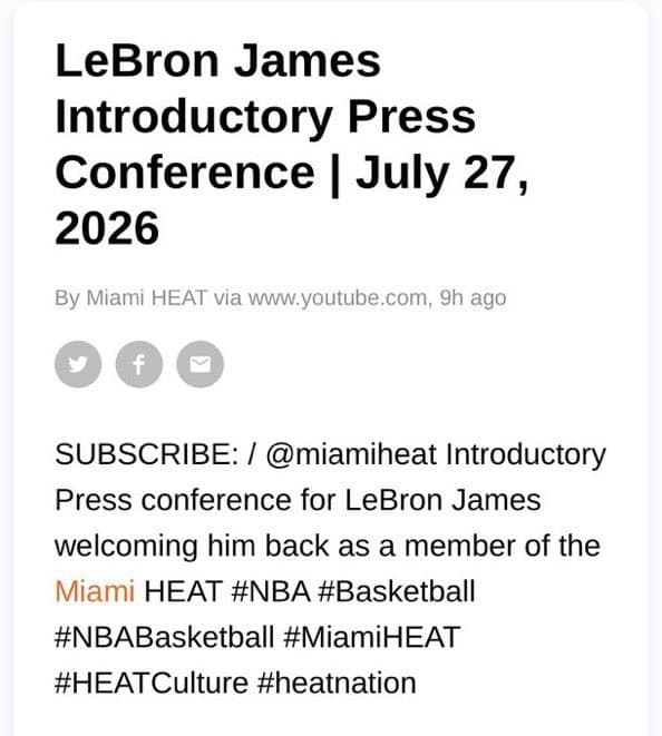 Descrição do suposto vídeo privado do Youtube do Miami Heat