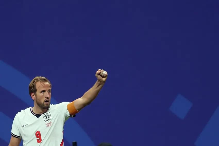 Harry Kane em ação durante Inglaterra e República Democrática do Congo pela Copa do Mundo