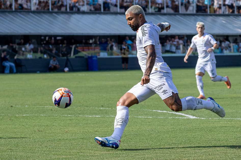Gabigol foi titular em Santos x Novorizontino (Foto: LEO BARRILARI/Gazeta Press)