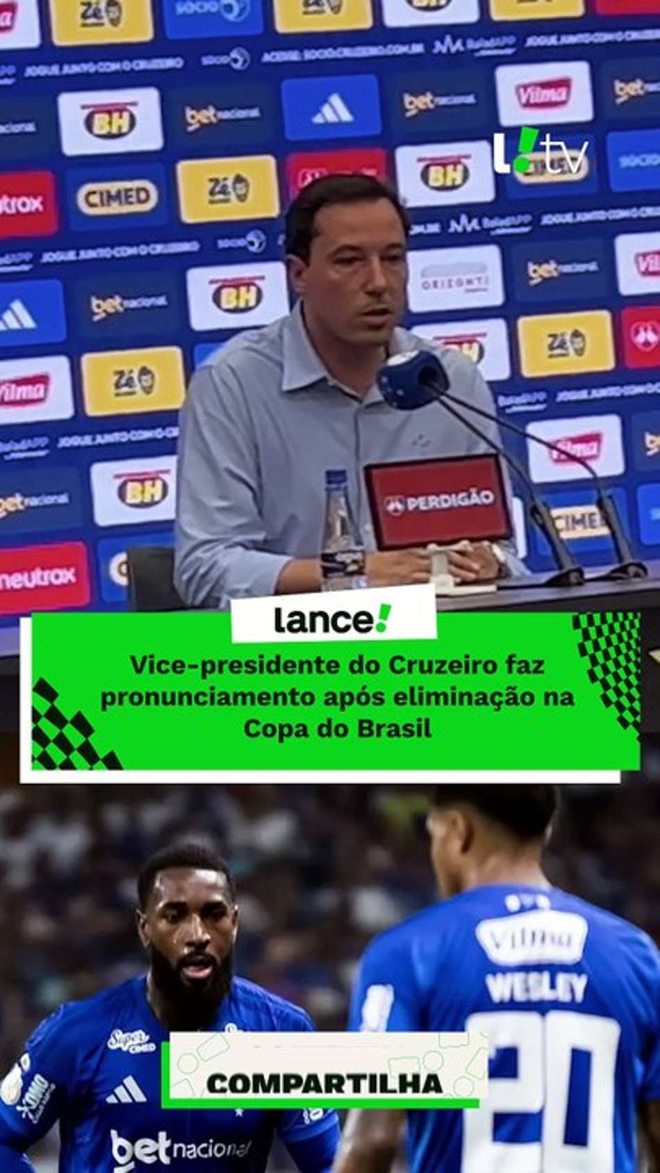 thumbnail Vice-presidente do Cruzeiro faz pronunciamento após eliminação na Copa do Brasil