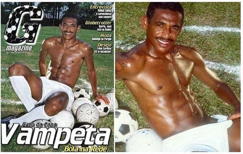 Vampeta, ex-Corinthians, em ensaio fotográfico, em 1999