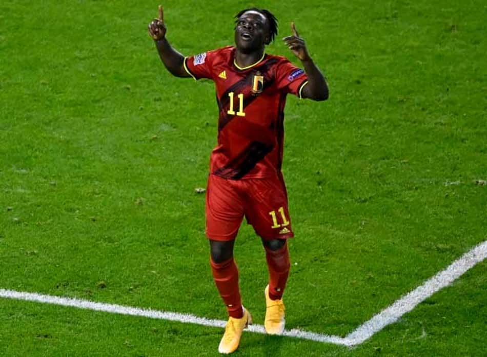 Jeremy Doku em ação pela seleção belga.