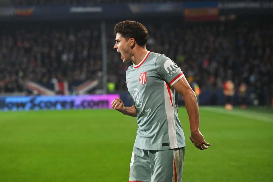 Com gol de Julián Álvarez, o Atlético de Madrid venceu o Slavia Praga, fora de casa, por 1 a 0 (Foto: Michal Cizek/AFP)
