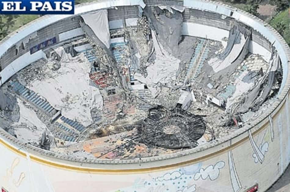 Estádio destruído (Crédito: El Pais)