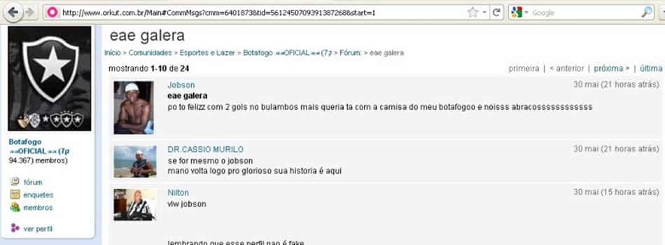 Suposto perfil de Jobson provoca rubro-negros no Orkut