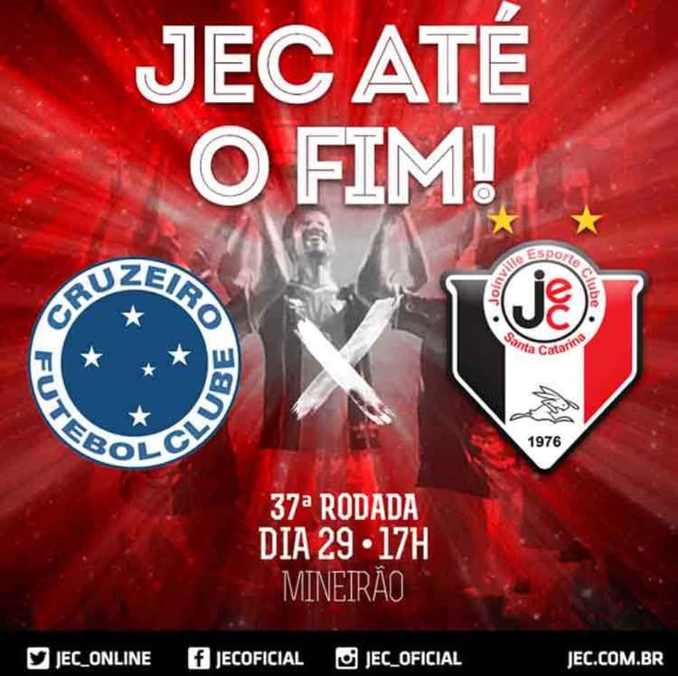 Twitter do Joinville erra nome do Cruzeiro em chamada para a partida