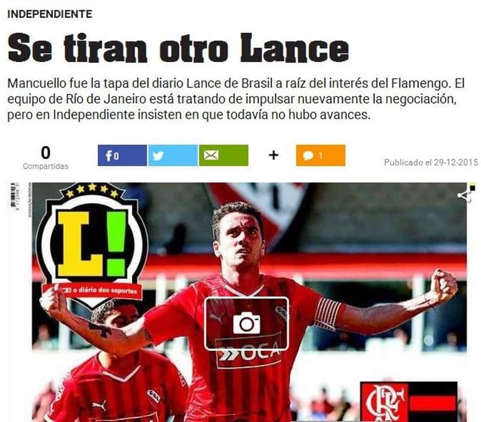LANCE! - Mancuello - 29-12-15 (Foto: Reprodução)