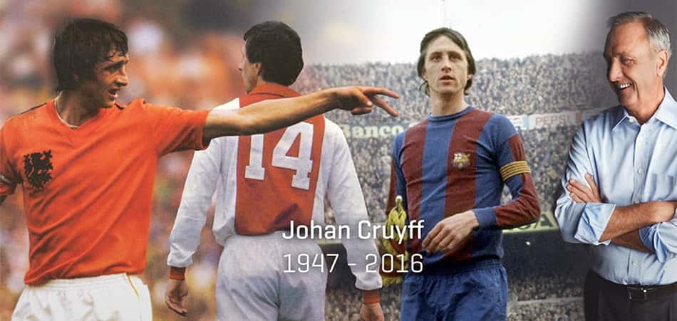 Cruyff foi um dos maiores jogadores do Barcelona, Ajax e Seleção holandesa 