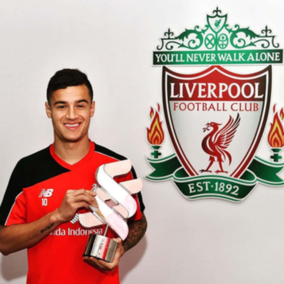 Pela terceira vez, Philippe Coutinho é o melhor do mês no Liverpool