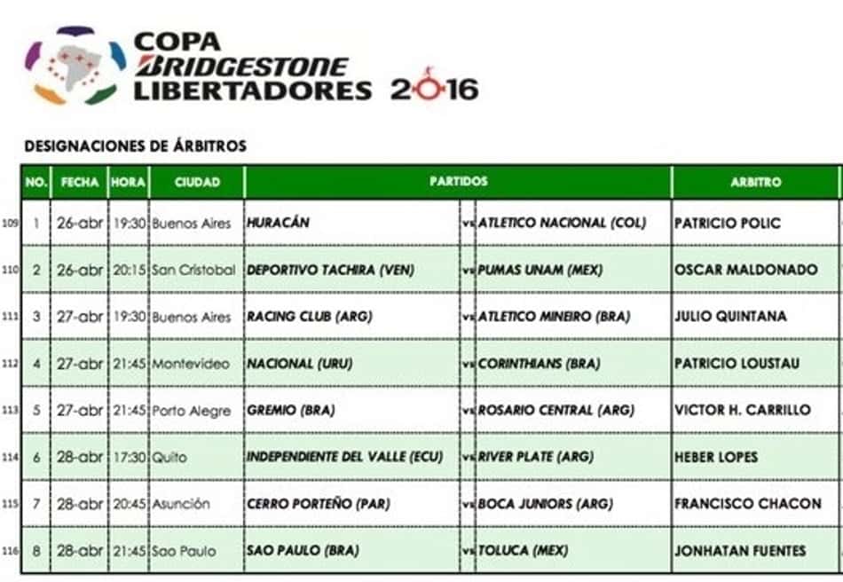 Conmebol define arbitragem das oitavas de final da Libertadores