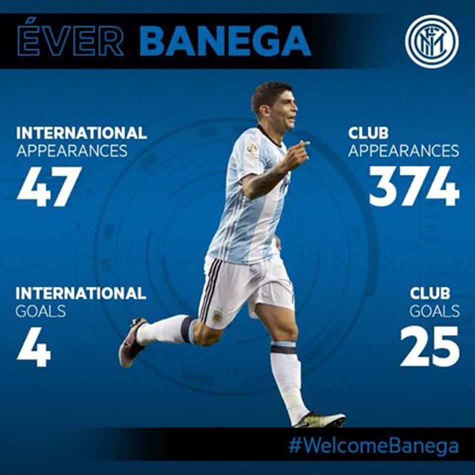 Inter de Milão oficializa a chegada do volante Banega, ex-Sevilla