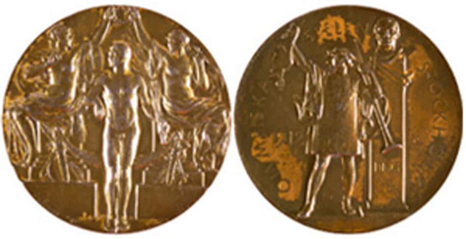 As medalhas da edição de 1912, disputada em Estocolmo, na Suécia 