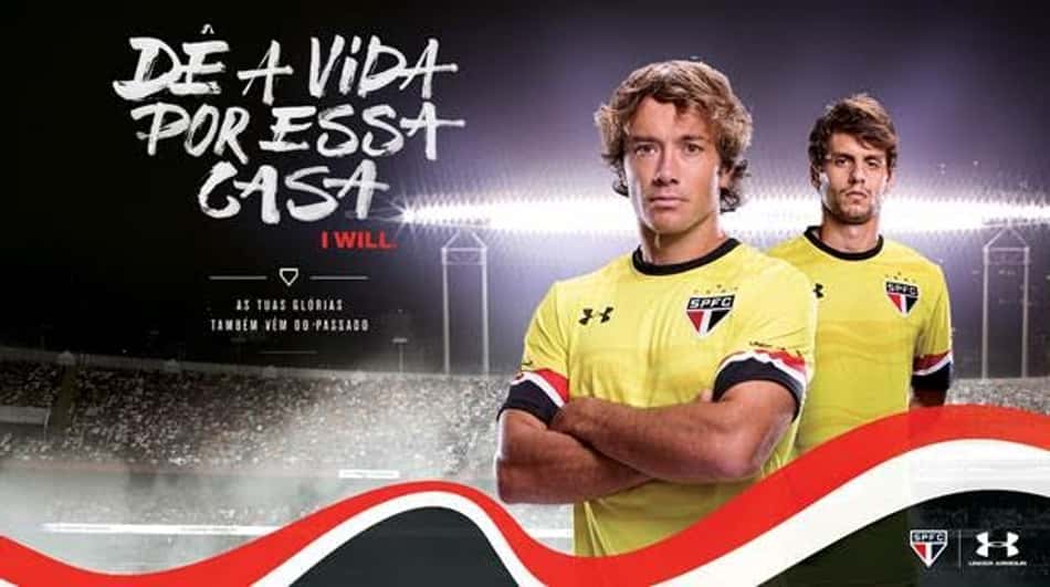 Lugano e Rodrigo Caio serviram de modelos para lançar o novo uniforme nas redes sociais