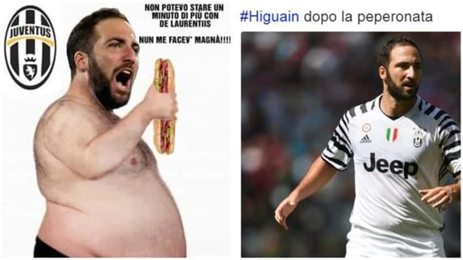 Fora de forma, Higuaín vira alvo de gozações nas redes sociais