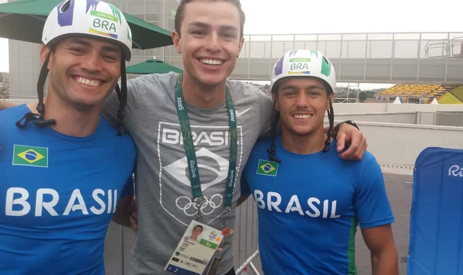 O trio de Piraju da canoagem slalom do Brasil na Rio-2016: Anderson Oliveiro, Pedro Gonçalves e Charles Corrêa 