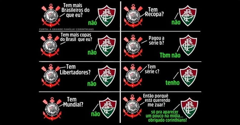 Treta entre Corinthians e Fluminense pelas redes sociais rende enxurrada de memes