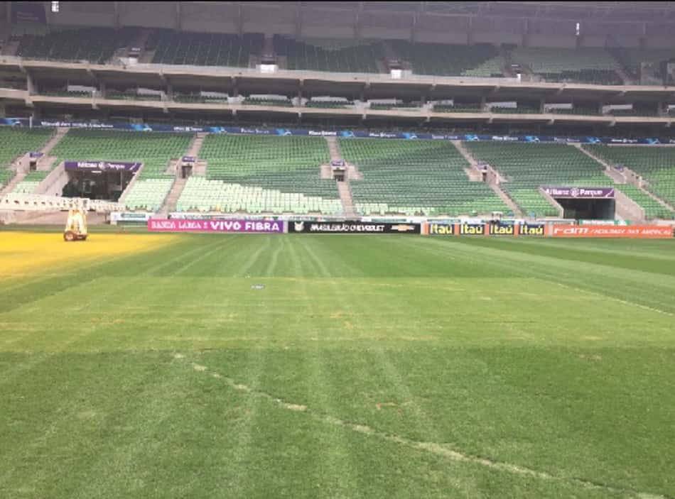 Gramado do Allianz Parque nesta sexta-feira (4)