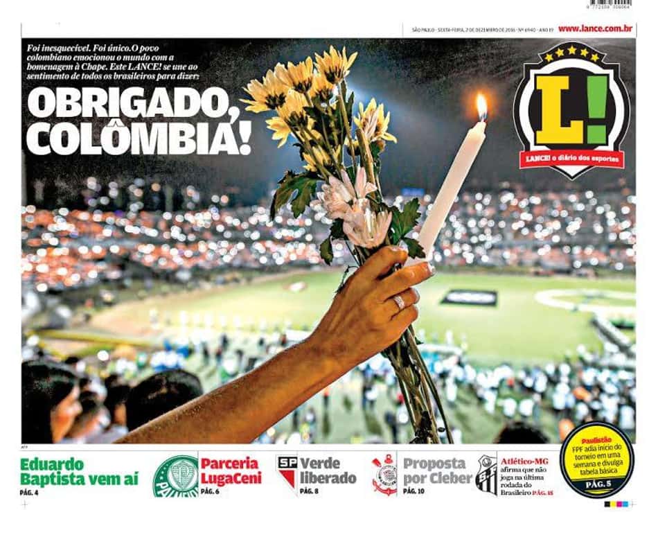 Capa do LANCE! agradece ao povo colombiano por carinho
