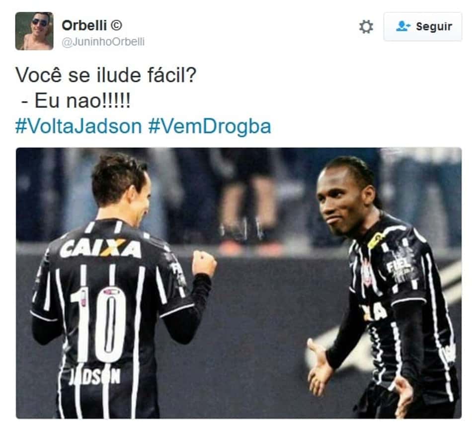 Corintianos criam hashtag e mostram euforia com possível retorno de Jadson