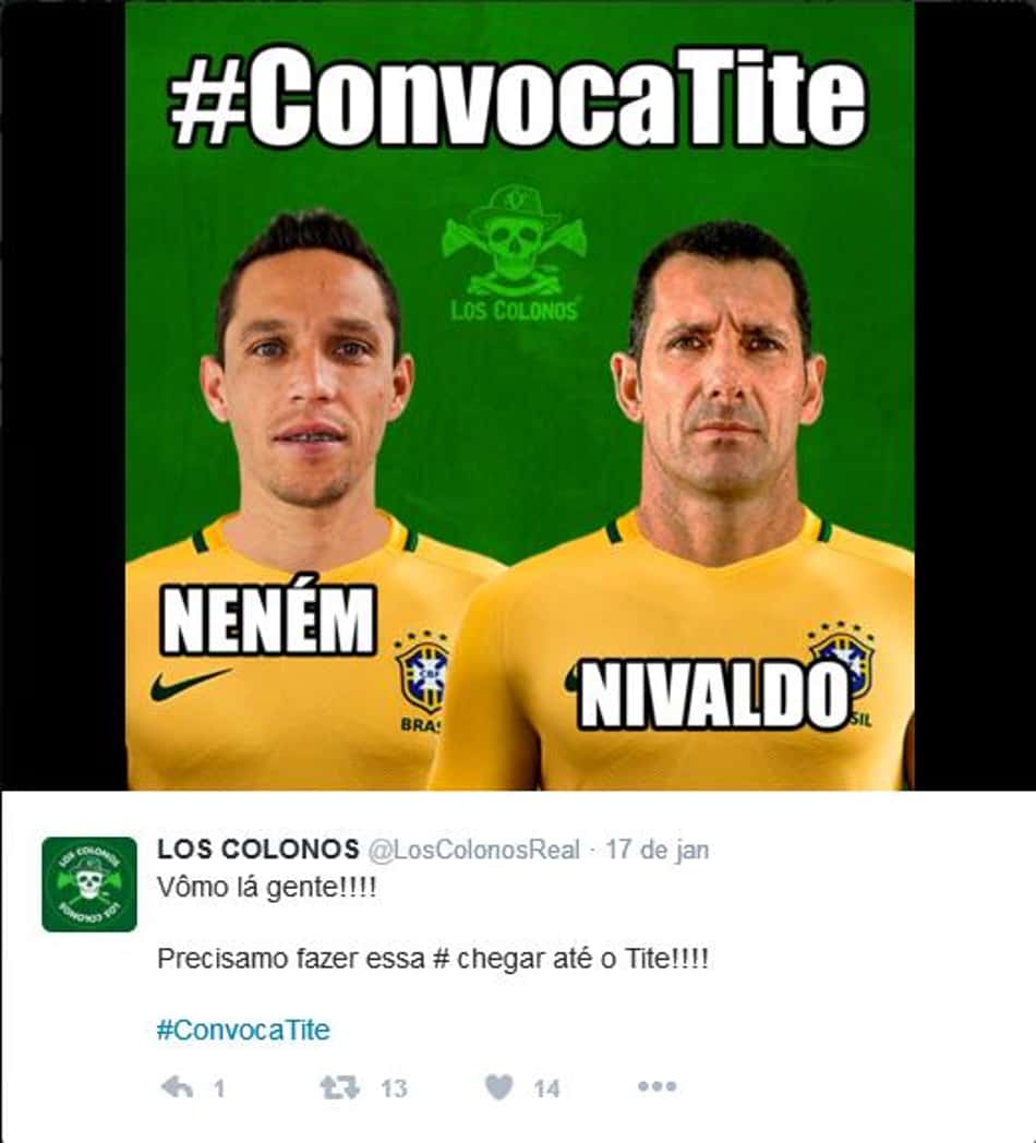 Torcida cria hashtag pedindo dois jogadores da Chape na Seleção
