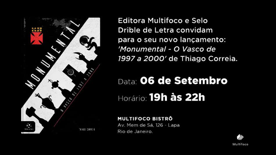 Livro sobre Vasco de 97 a 2000 será lançado em 6 de setembro