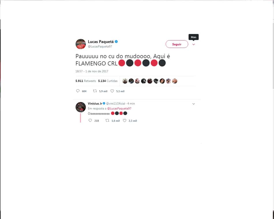 Paquetá extravasou no Twitter