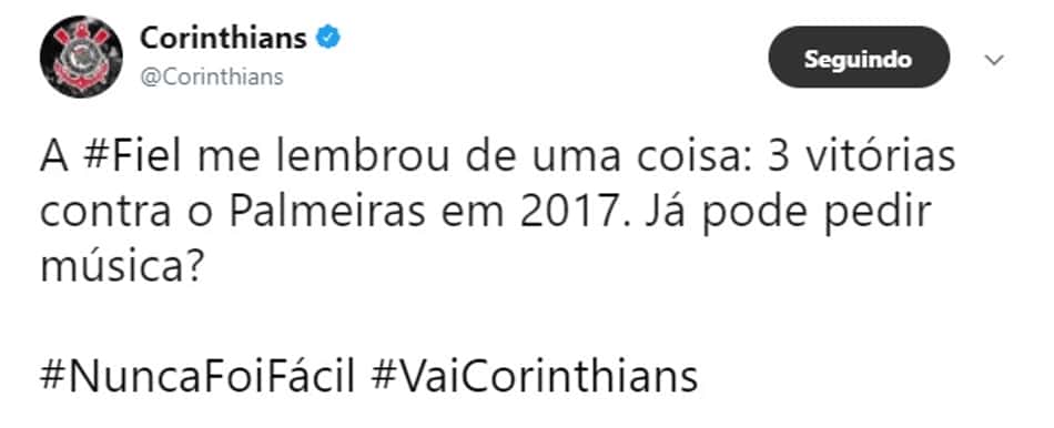 Corinthians provoca Palmeiras após vitória no clássico