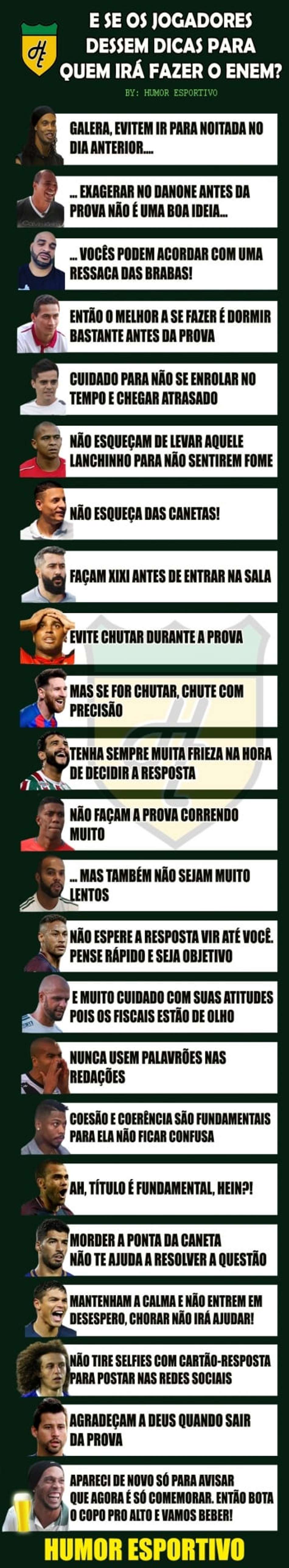 E se os jogadores dessem dicas para quem fará o Enem? Confira!