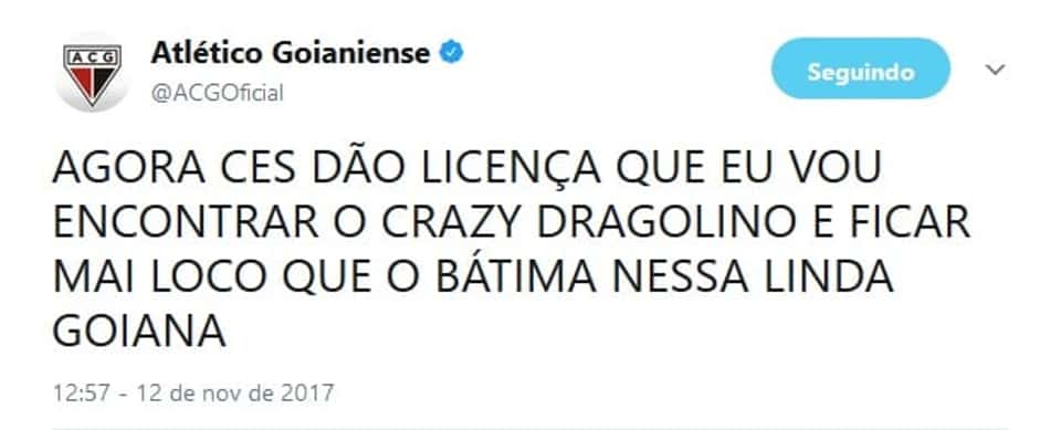 O bom humor do perfil do Atlético-GO durante a vitória contra o Sport