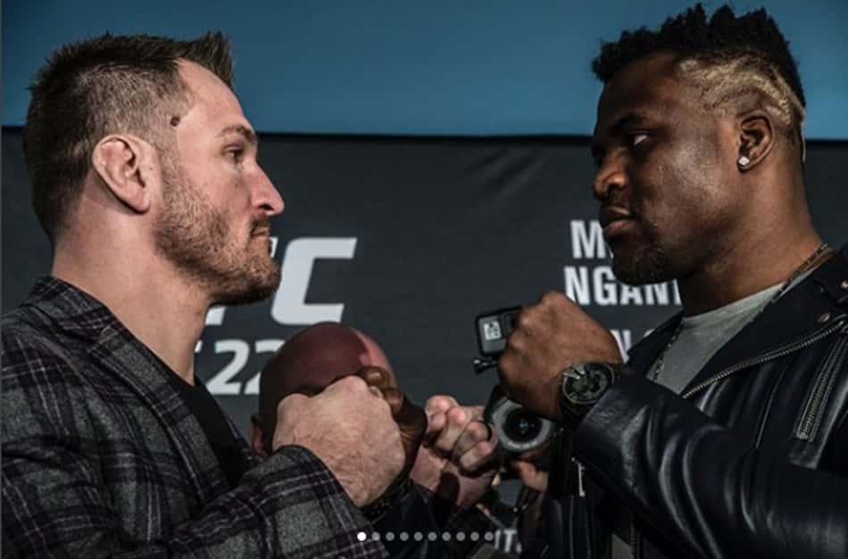 Miocic e Ngannou fazem encarada antes de disputa de cinturão no UFC