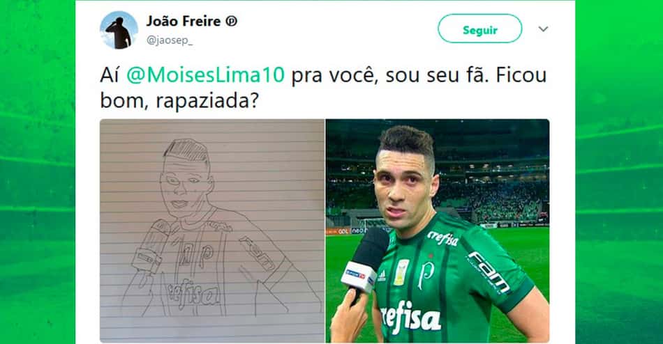 Com bom humor, Moisés responde torcedor que fez sua 'caricatura'