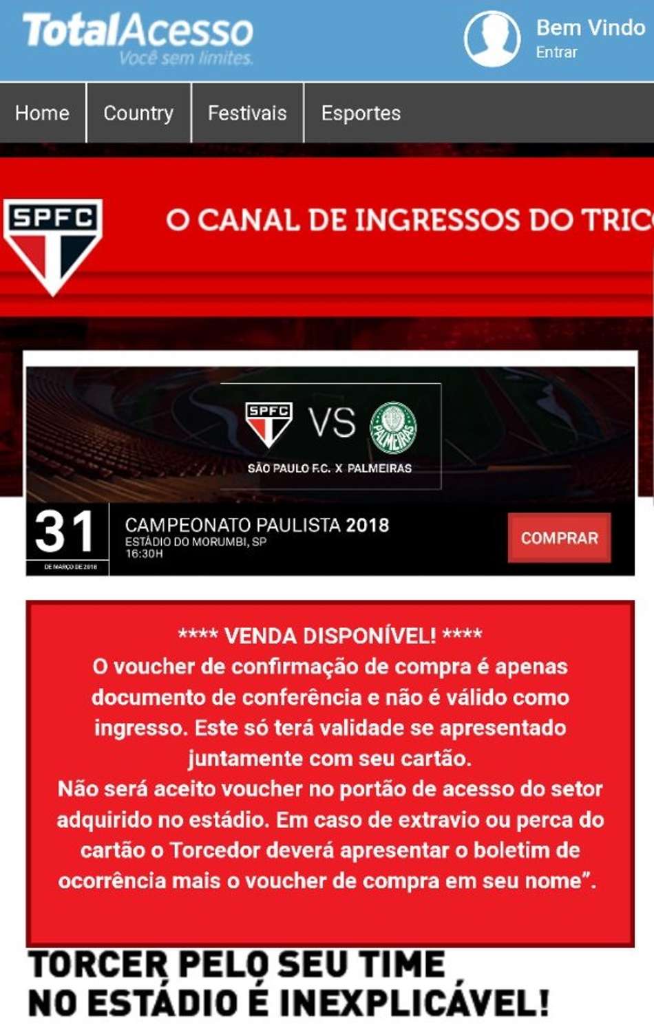 Site anuncia venda de ingressos para final do Campeonato Paulista entre São Paulo e Palmeiras
