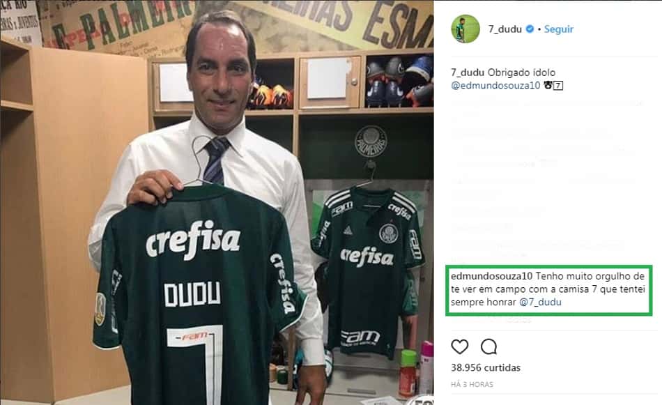 Dudu e Edmundo trocam elogios após vitória do Palmeiras na Libertadores