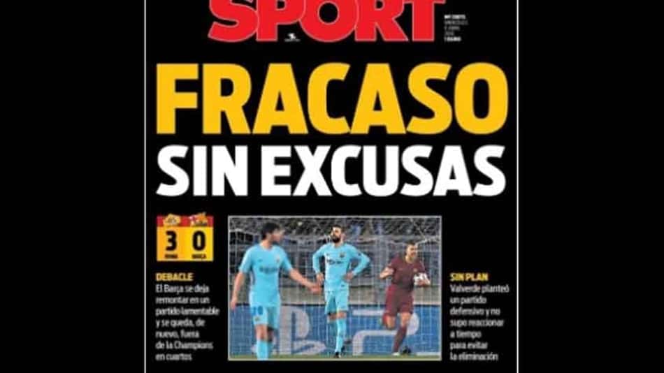 Jornais espanhóis detonam Barcelona após eliminação da Champions