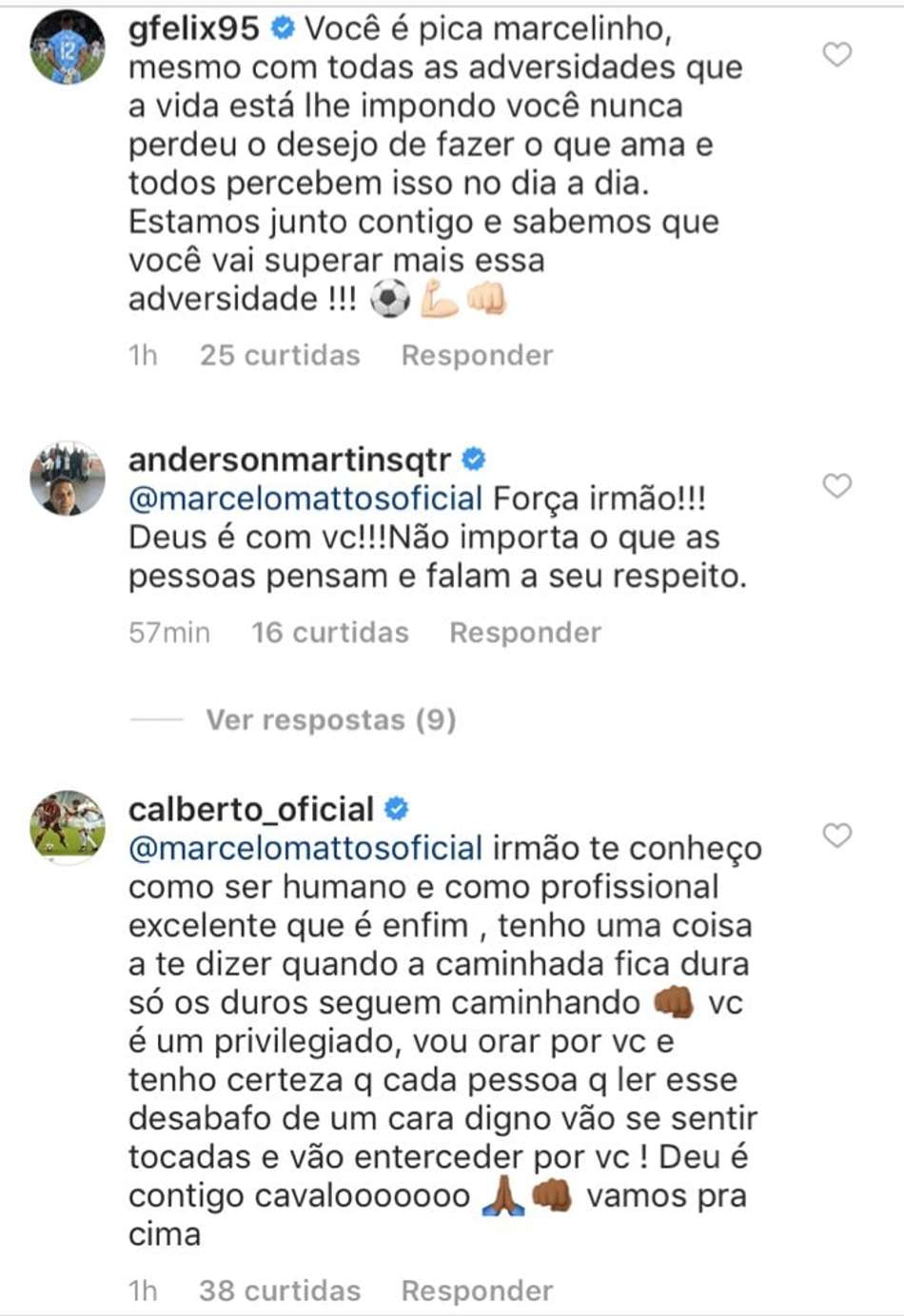 Companheiros demonstram apoio a Marcelo Mattos