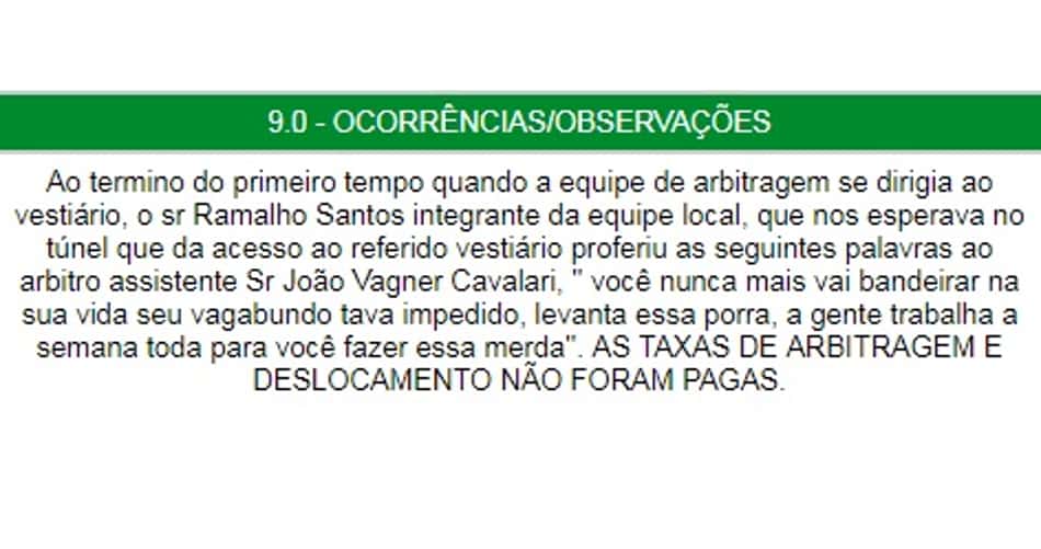 Súmula Paranavaí x Independente São-Joseense