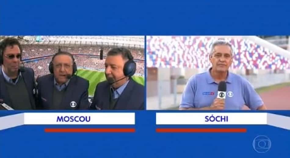 E essa conversa com delay entre Galvão e Mauro Naves?