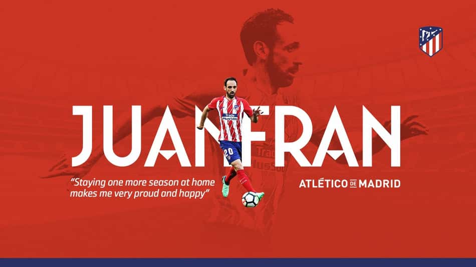 Juanfran renova com o Atlético de Madrid por mais uma temporada