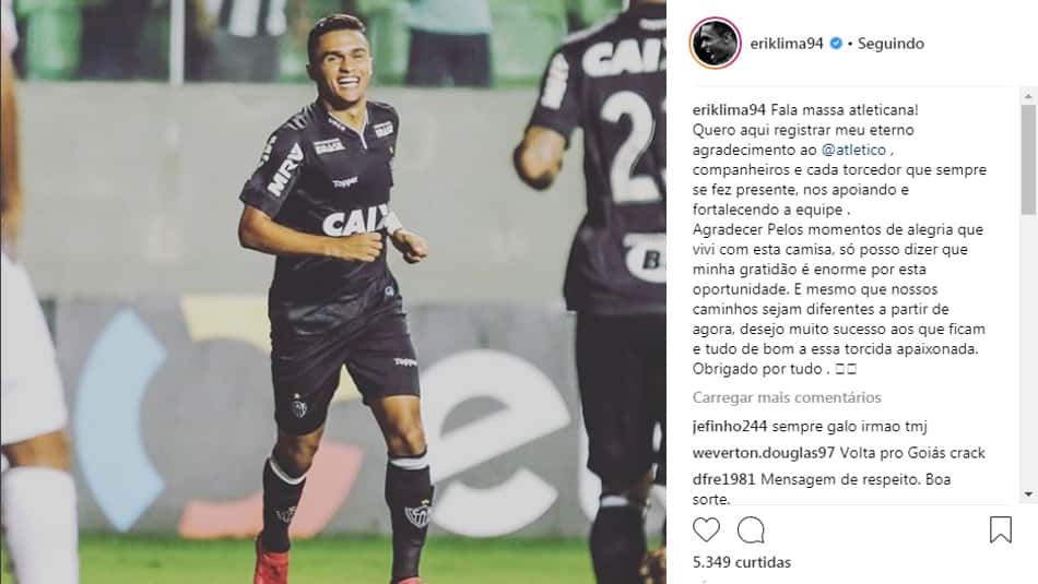 Erik não teve grande passagem em Minas e vai para o Fogão