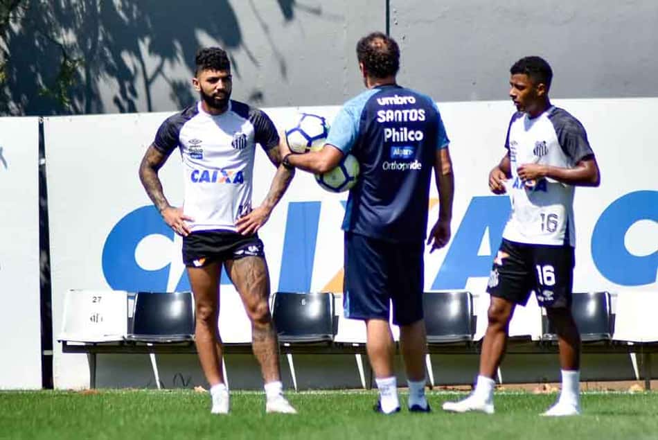 Treino Santos - Cuca e Gabriel Barbosa