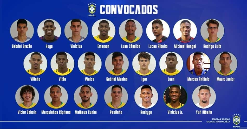 Com Paulinho, Vinicius Jr e Rodrygo, Seleção Sub-20 é convocada