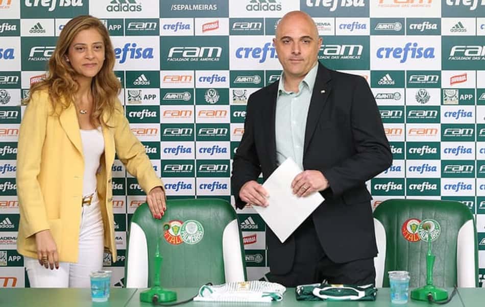 Leila Pereira, proprietária da Crefisa e da FAM, ainda acerta a renovação com o Palmeiras, do presidente Galiotte
