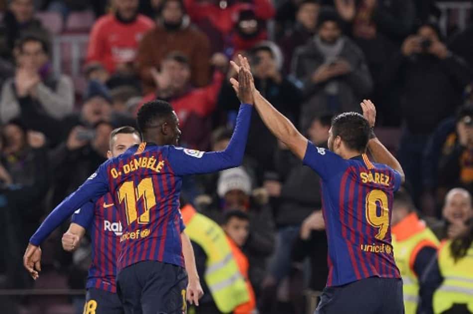 Dembélé e Suárez - Barcelona x Leganés