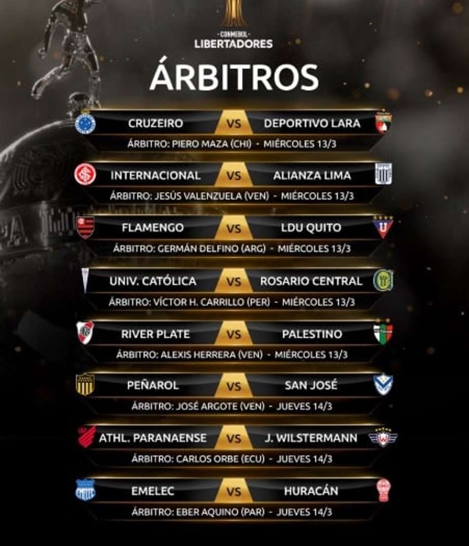 Dois árbitros do Chile conduzirão os jogos de Cruzeiro e Atlético-MG na segunda rodada da Libertadores