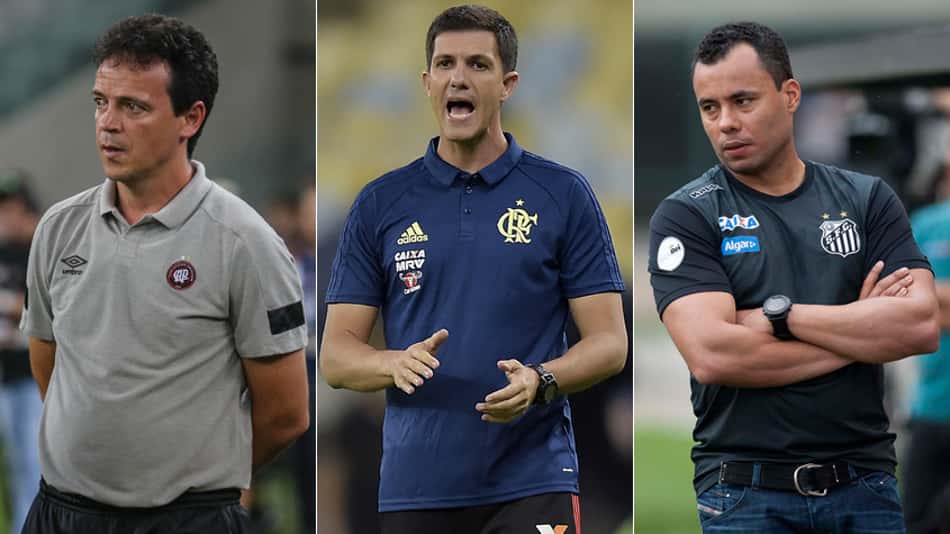 Fernando Diniz (Athletico), Mauricio Barbieri (Flamengo) e Jair Ventura (Santos): uns com mais tempo, outros nem tanto e alguns ainda no cargo. Confira a lista abaixo: 