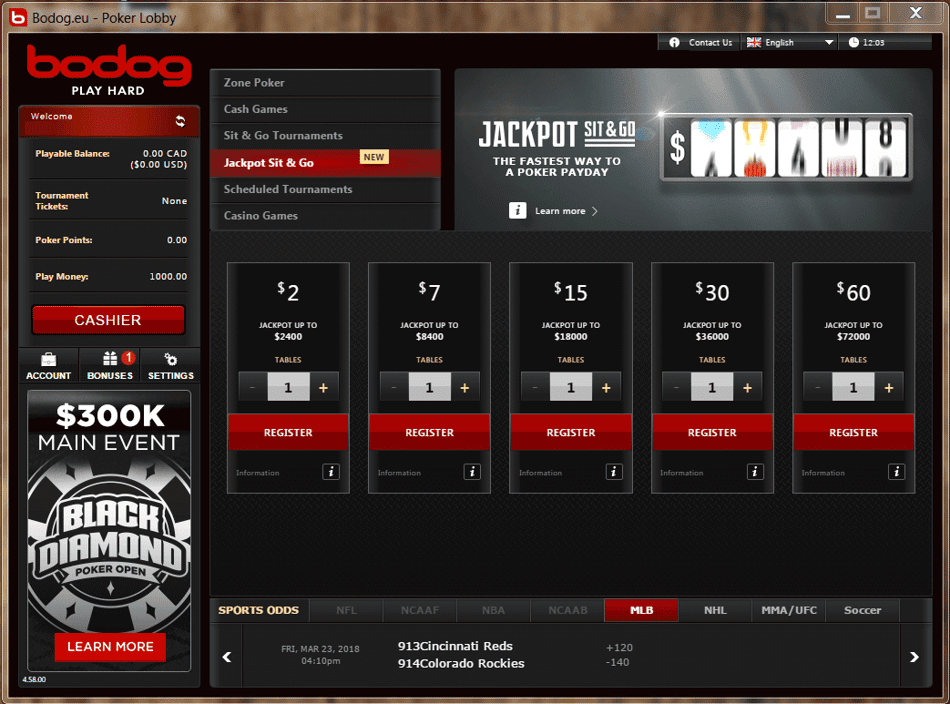 Jackpot Sit & Go do Bodog premia até US$ 60 mil em poucos minutos. Veja!