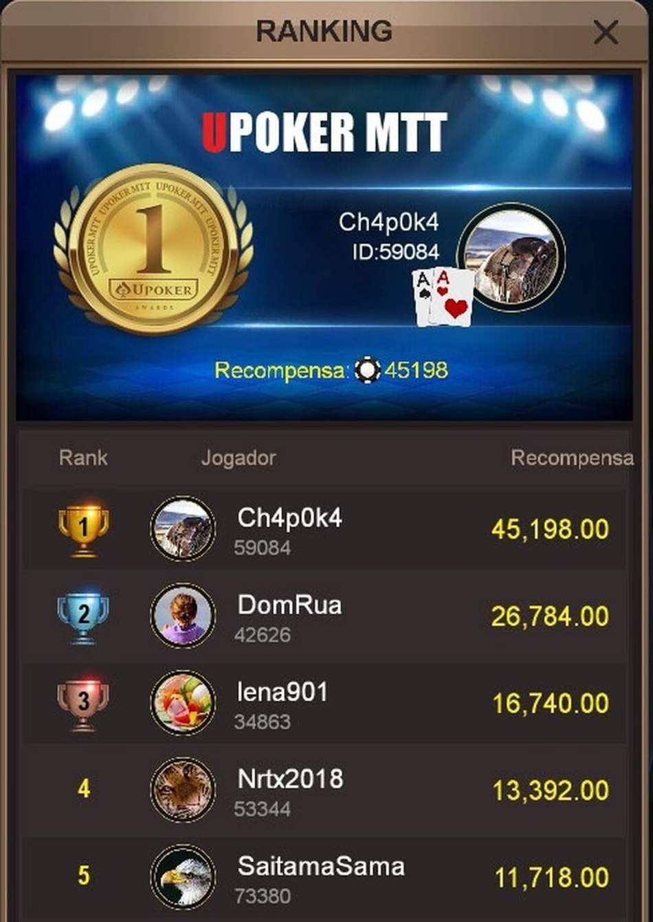 High Roller da Liga Online H2