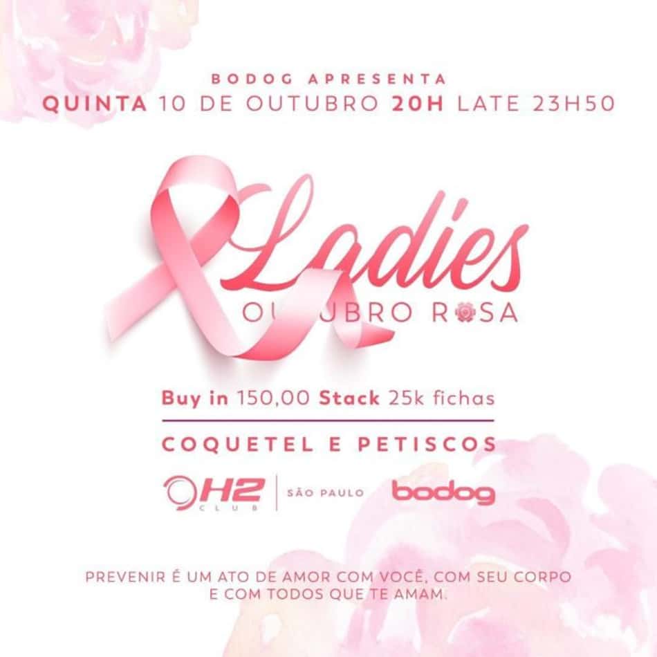 Ladies 'Outubro Rosa' by Bodog será realizado nesta quinta (10) no H2 SP